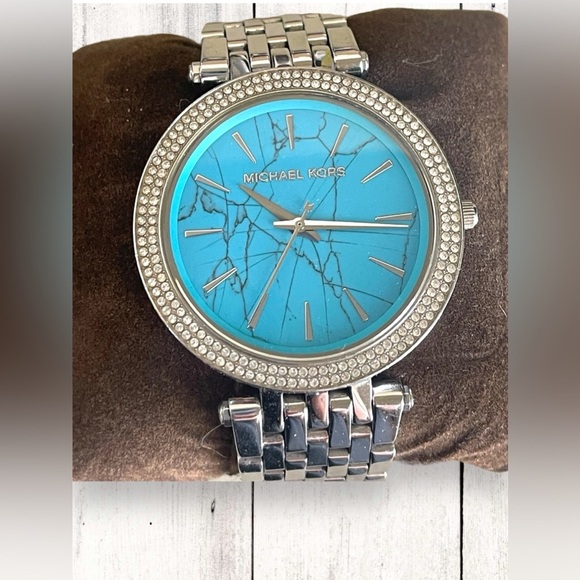 Michael Kors Women’s Silver and Turquoise Dial Face with Crystals Darci MK3403 - Picture 3 of 11